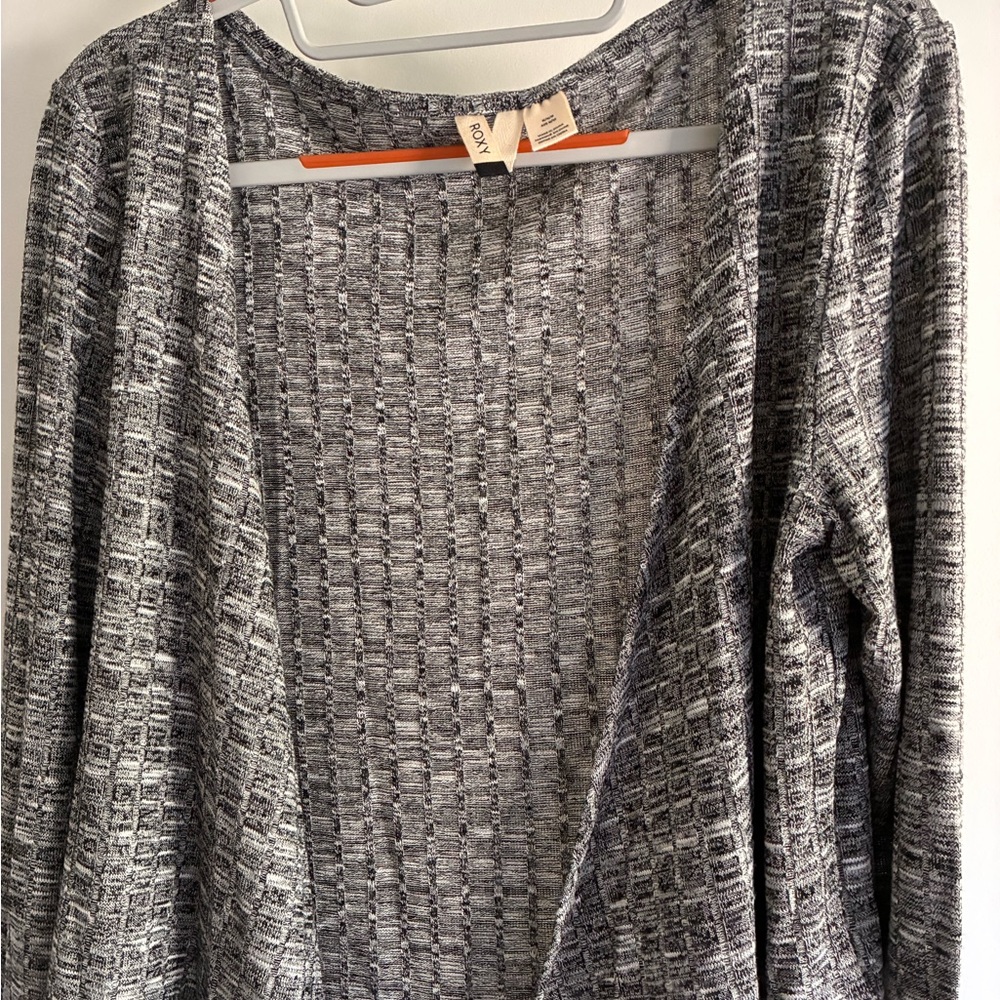 Roxy Women's Black and White Open-Front Cardigan